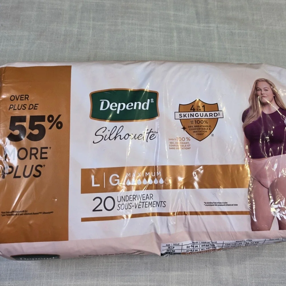 Depend Silhouette Maximum Absorbency Underwear for Women Large 20 Count Pink